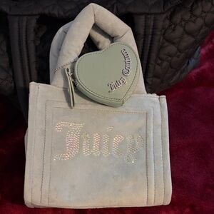Juicy Couture Mint Green Tote with Heart Pouch